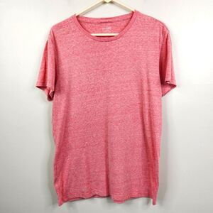 Marine Layer Mens Short Sleeve Heather Pink Slub Knit Crew Neck Tee Small